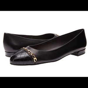 Stuart Weitzman Black Leather Quilted Ballet Flats